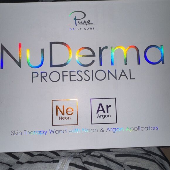Pure Daily Care NuDerma Professional Ne+Ar Skin Therapy Wand w 6 Fusion Used - Picture 2 of 15